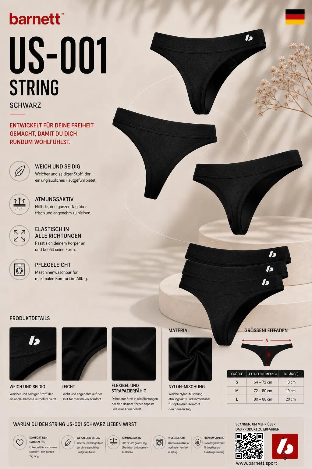 US-001 String - Snarenset van 3 stuks, Zwart 7/7