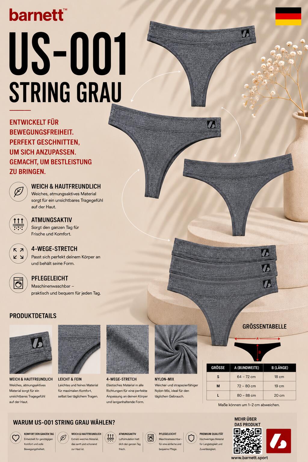 US-001 String - Stringi, Zestaw 3, Szary 7/7