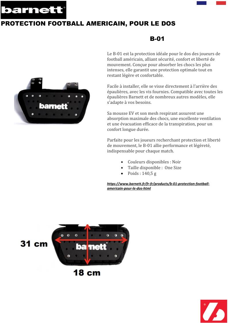 B-01 American Football Bescherming, voor de rug 6/6