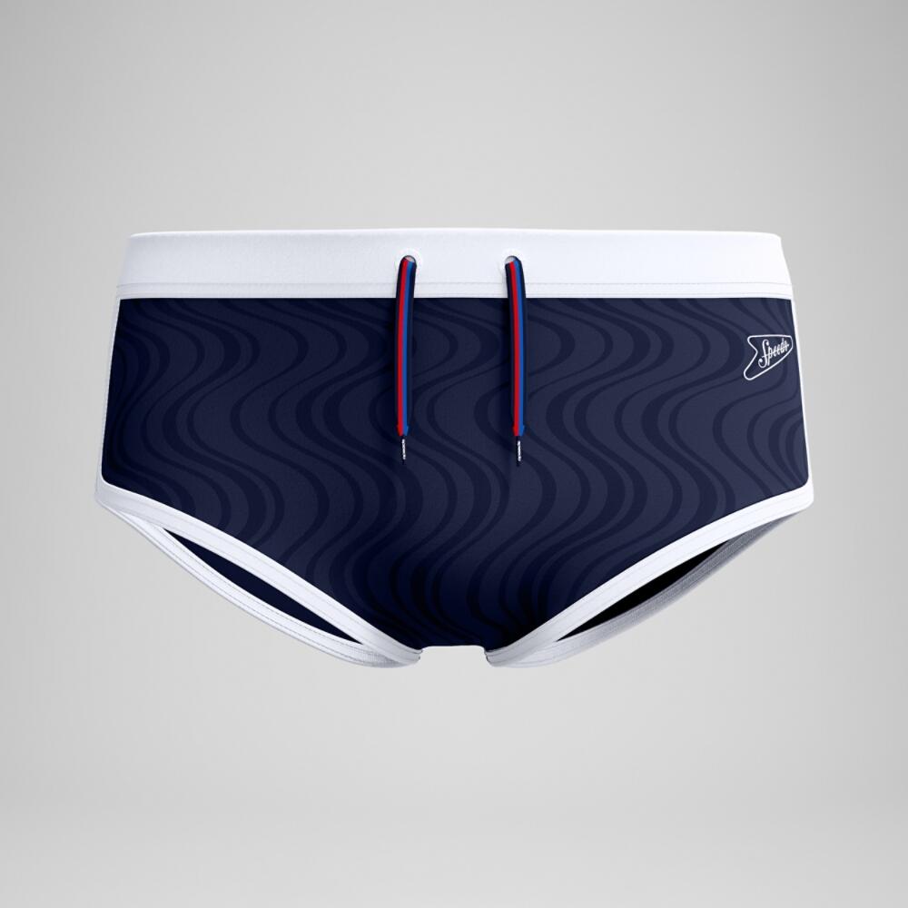 Heren Textured Zwemslip Blauw 6/7