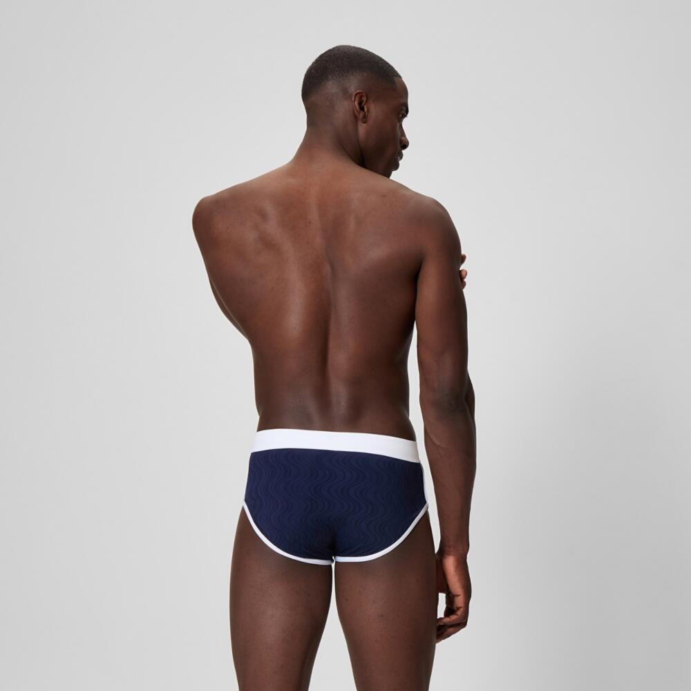 Heren Textured Zwemslip Blauw 3/7
