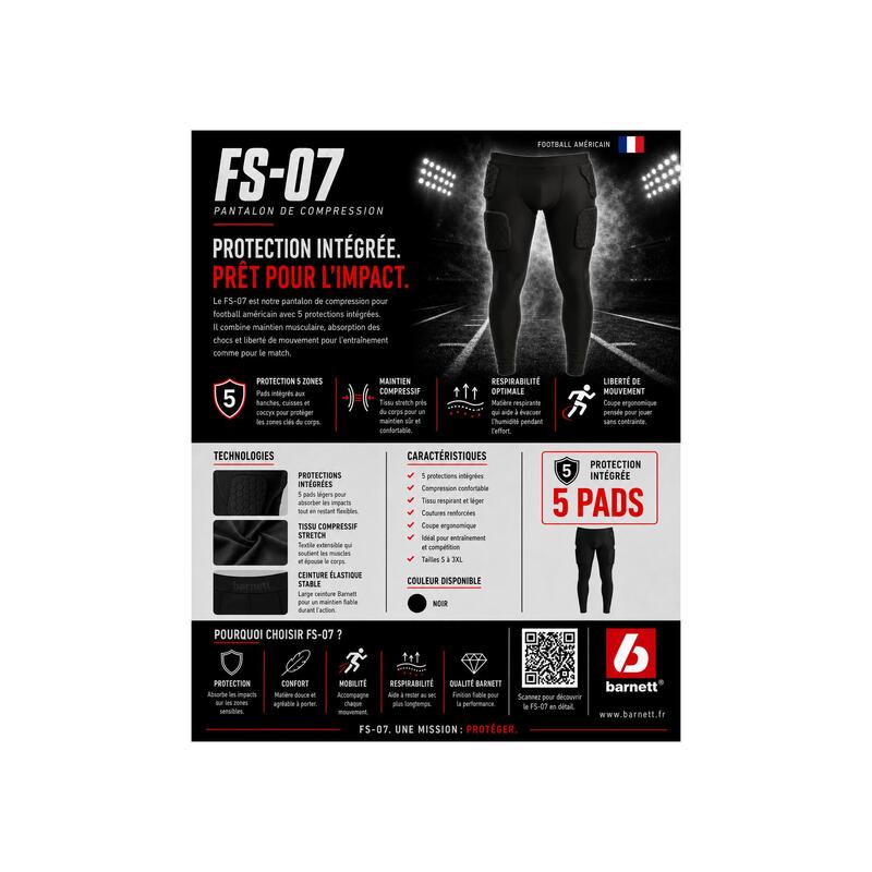  Pantaloni de compresie, 5 piese integrate, fotbal american FS-07