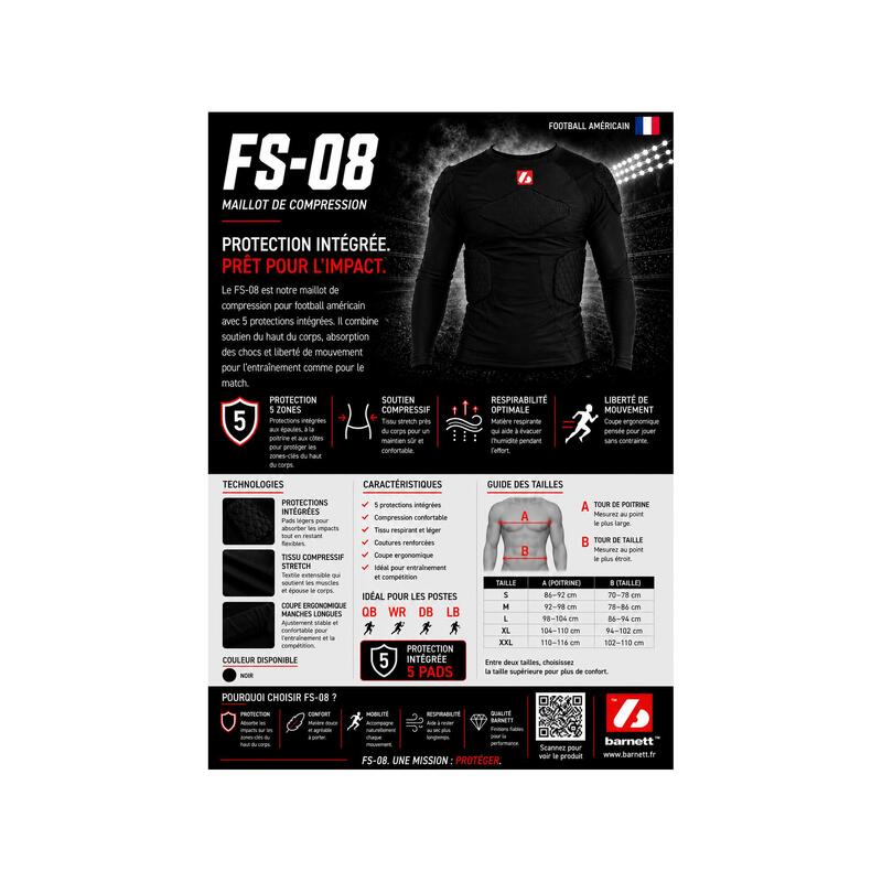  FS-08 S Tricou compresiv cu mânecă lungă, fotbal american