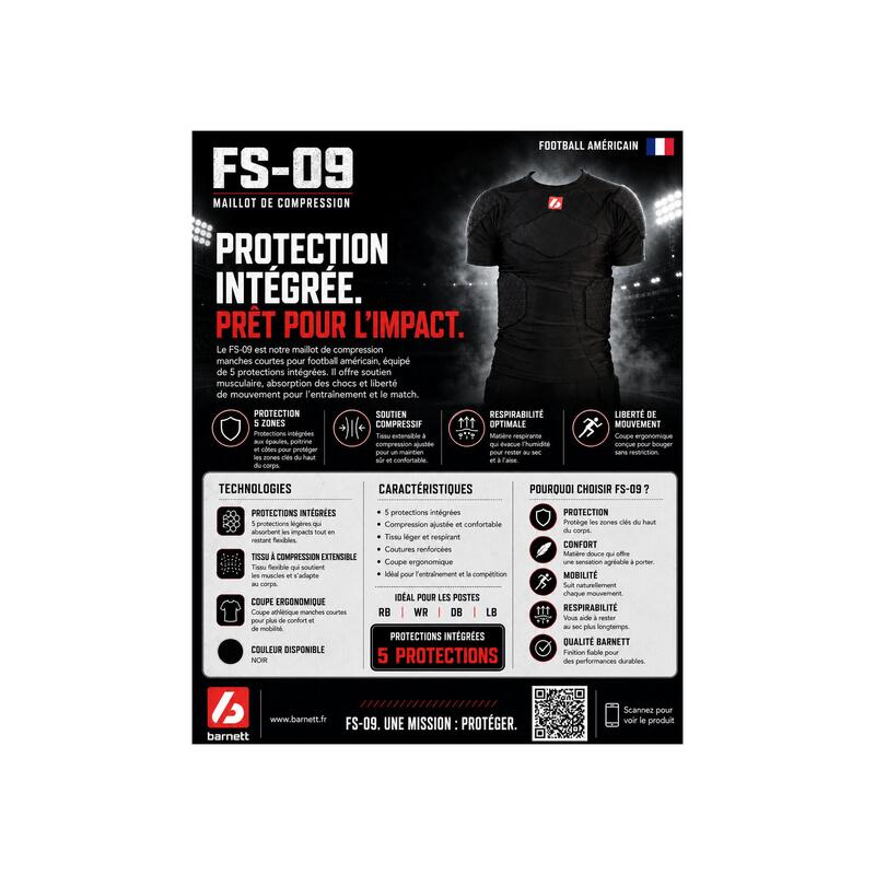  Tricou de compresie cu maneca scurta, fotbal american FS-09