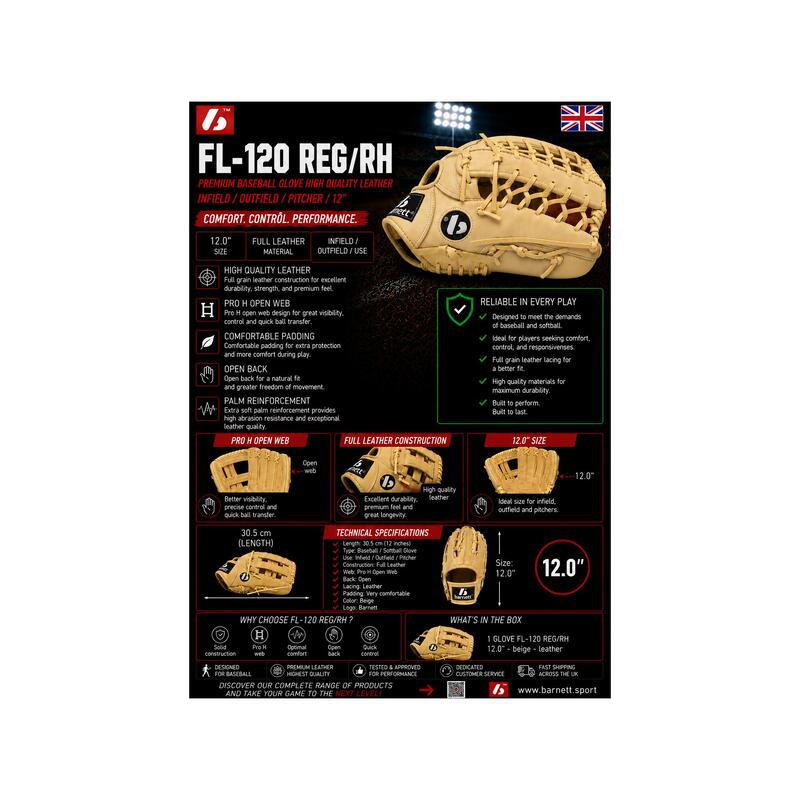 FL-120 REG mănușă de baseball din piele de înaltă calitate pentru