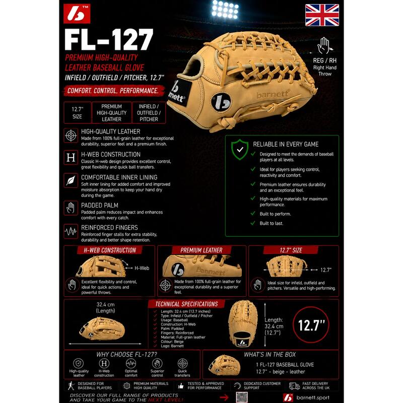 FL-127 REG mănușă de baseball din piele de înaltă calitate pentru