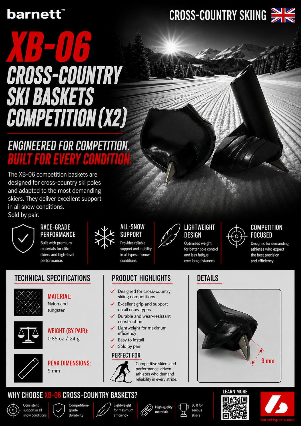 Kosze na narty biegowe XB-06 Competition 9mm (X2) 4/5