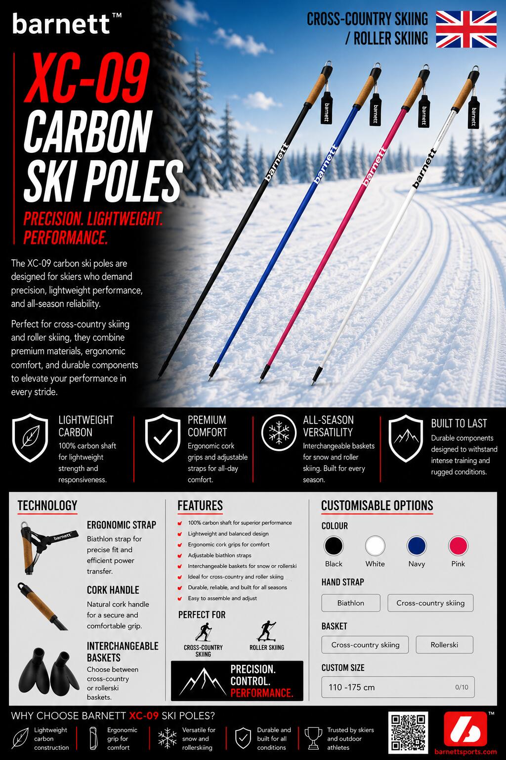 XC-09 stokken gemaakt van 100% carbon, wit 7/7