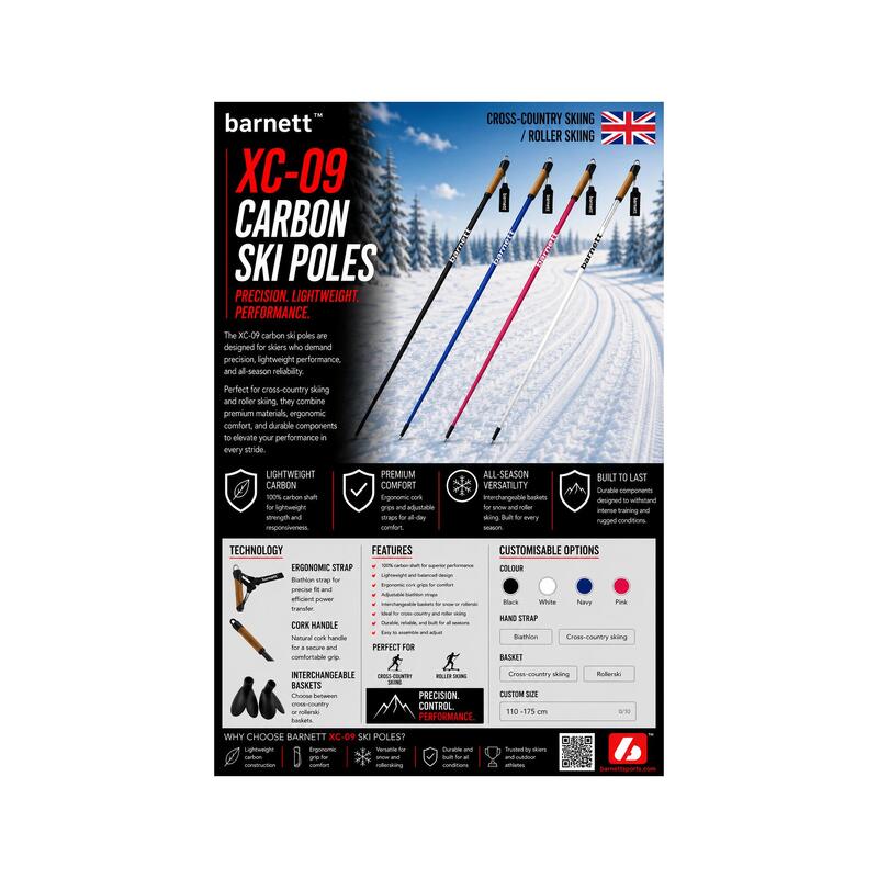 XC-09 175cm stâlpi 100% carbon, alb
