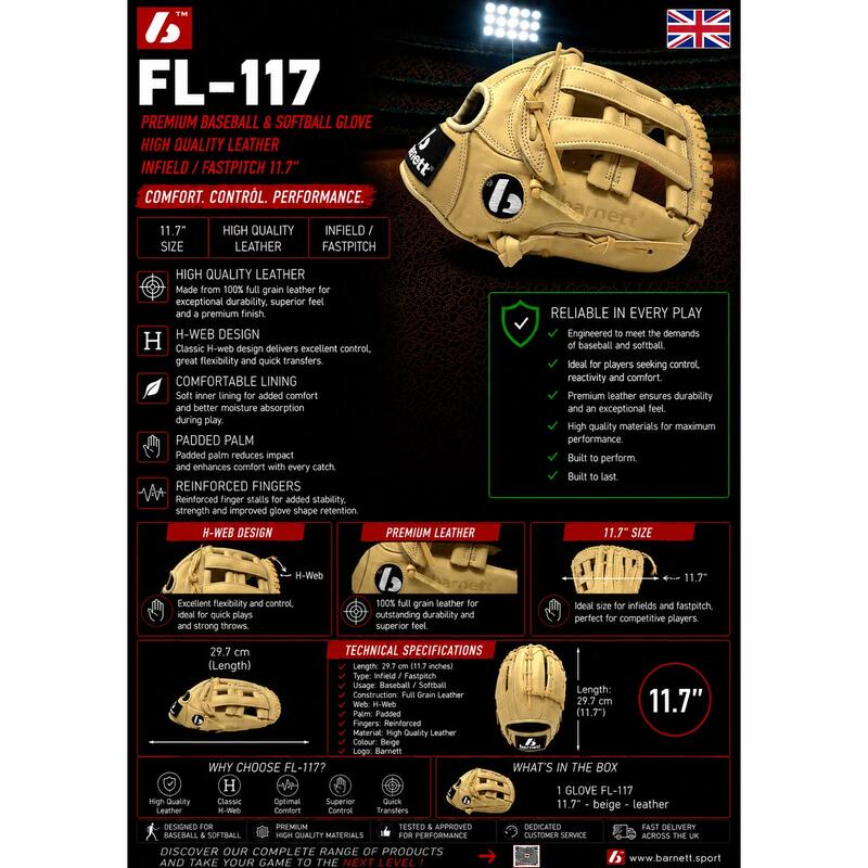 FL-117 REG mănușă de baseball și softball din piele de înaltă calitate