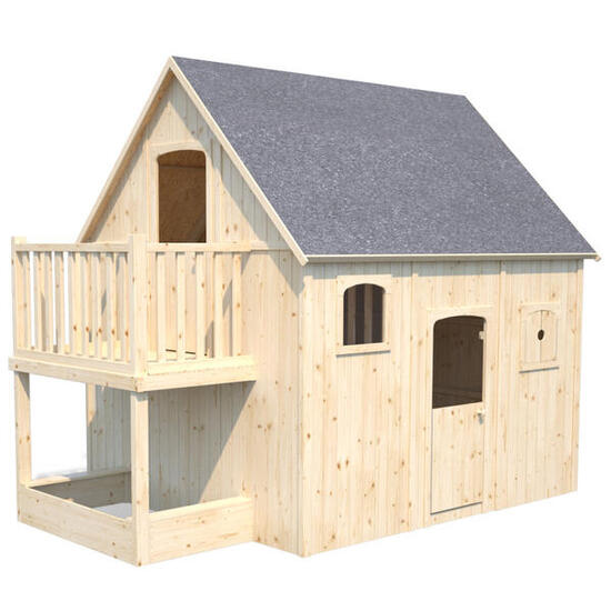Cabane en bois sur pilotis avec mezzanine et bac à sable DUPLEX