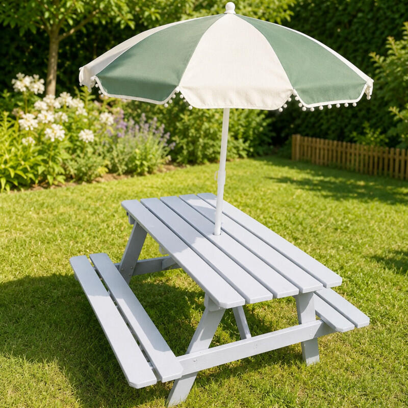 Table de pique-nique en bois pour enfants grise PICNIC 2/5