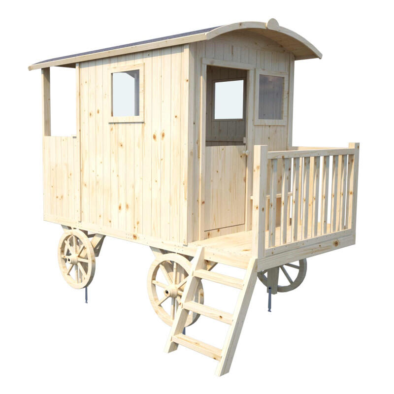 Cabane roulotte en bois sur pilotis pour enfants CARRY 1/5