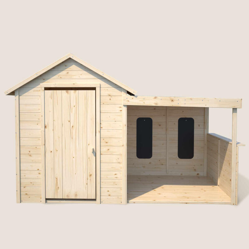 Cabane en bois avec préau SARAH 4/5