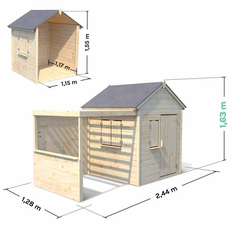 Cabane en bois enfant avec pergola ALPAGA 3/5