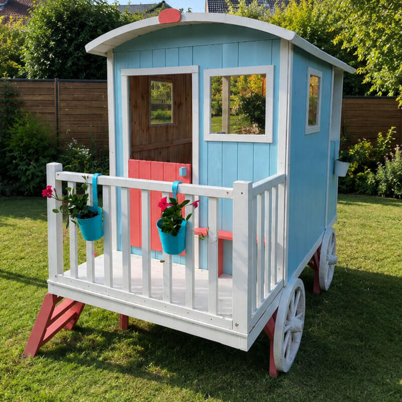 Cabane roulotte en bois sur pilotis pour enfants CARRY 4/5