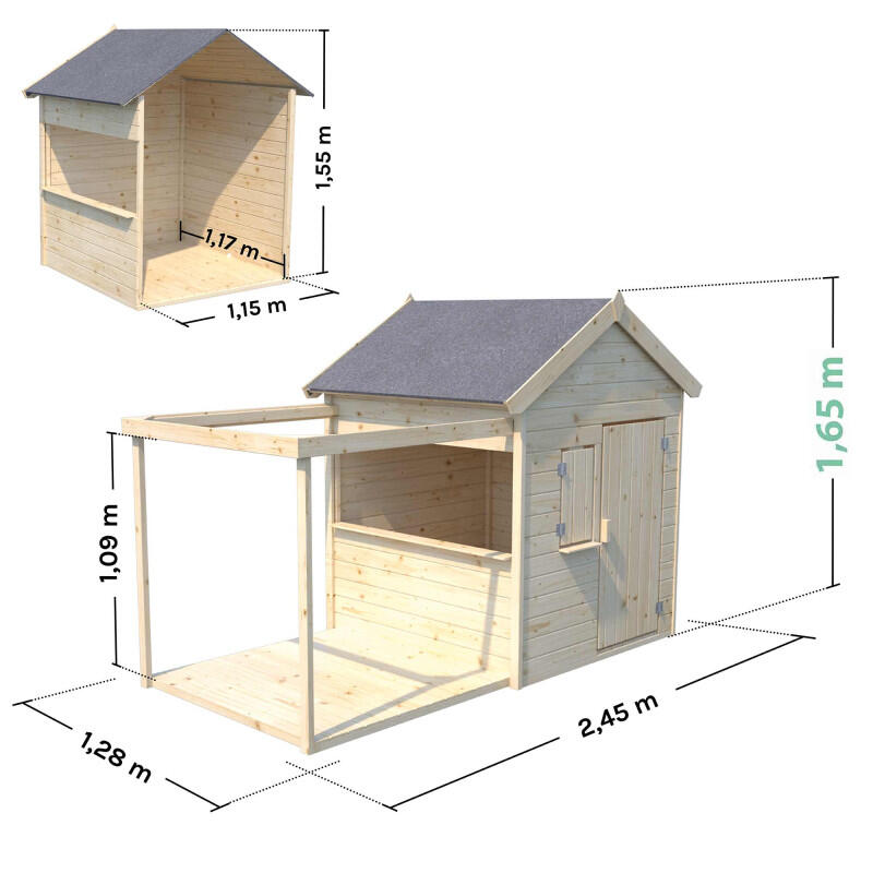 Cabane bois enfant avec pergola et comptoir EPICERIE 4/5
