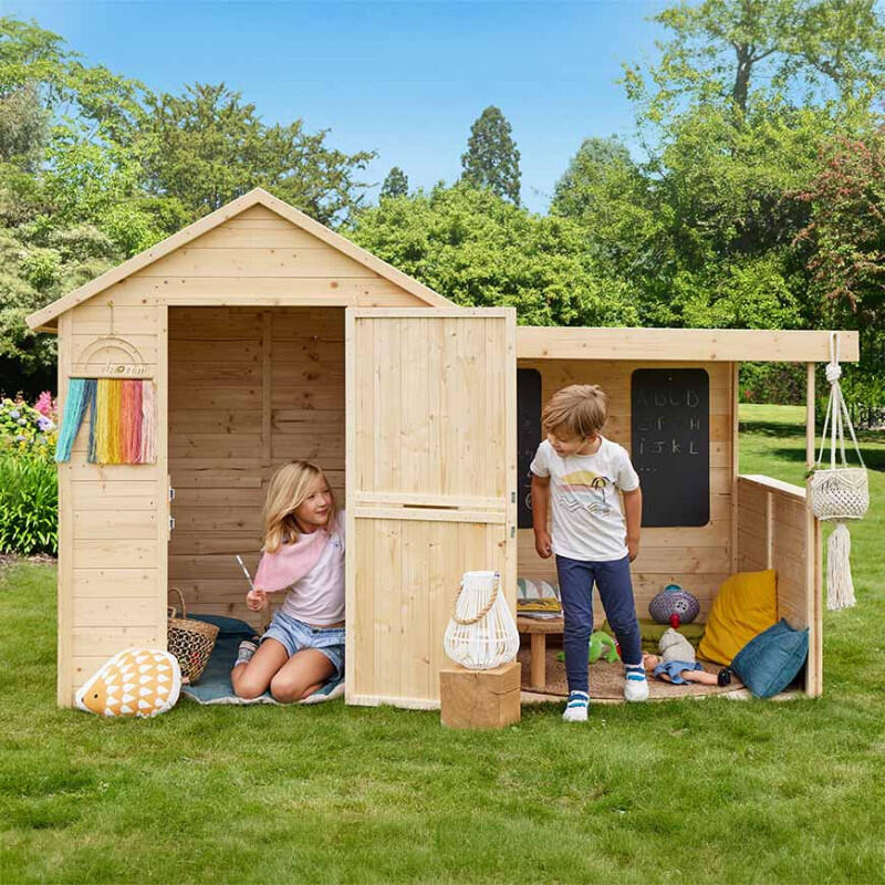 Cabane en bois avec préau SARAH 2/5