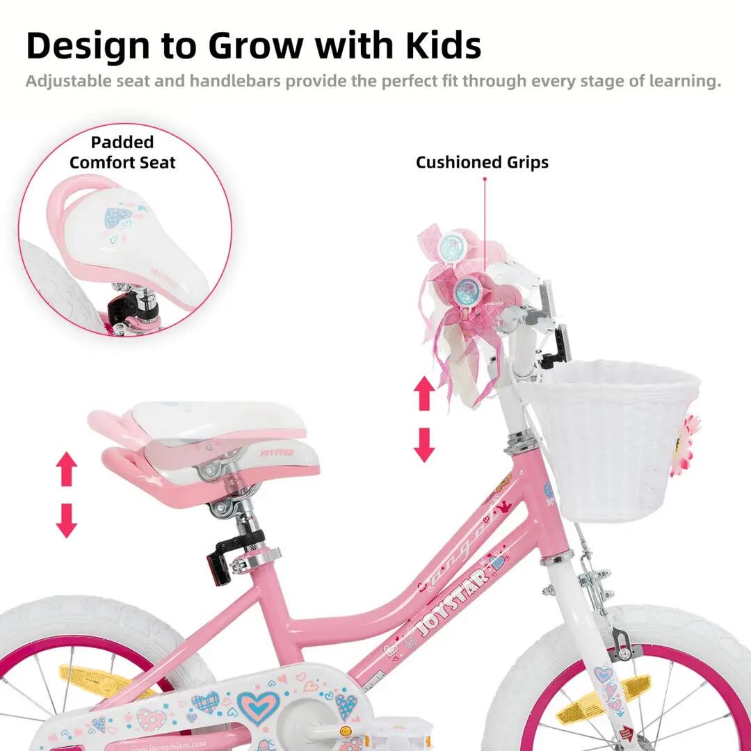 Meisje fiets kinderfiets 16" zijwieltjes+mand,4-7j 4/7