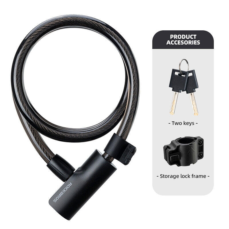 ROCKBROS Bicycle Steel Cable Lock Portable Anti-theft Lock