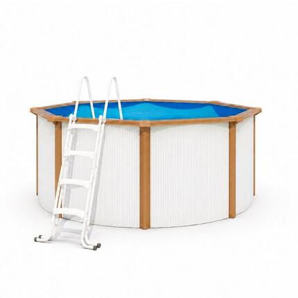 Piscine hors sol acier ronde Ø 3,05 x 1,20 m blanc et marron BAYONNE