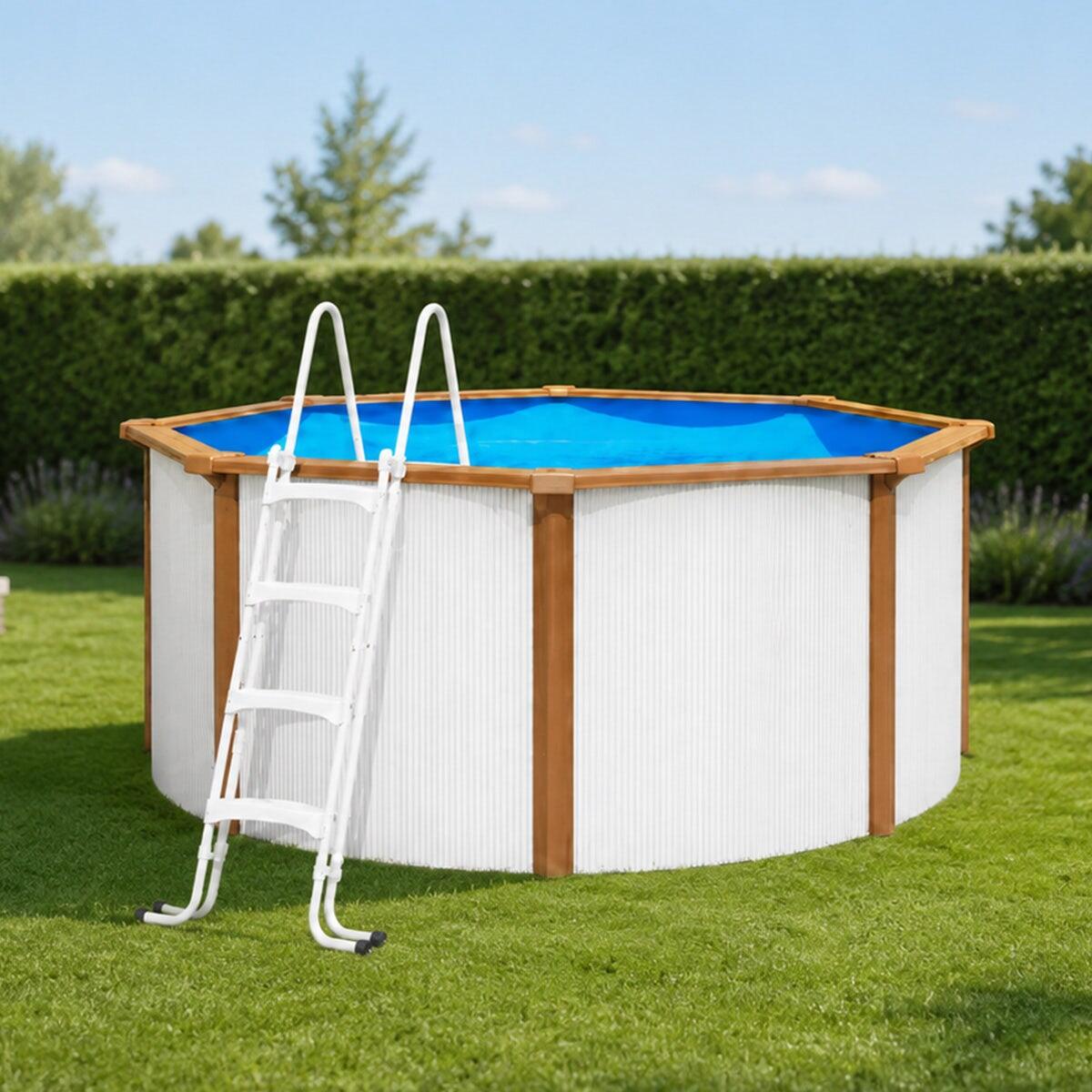 Piscine hors sol acier ronde Ø 3,05 x 1,20 m blanc et marron BAYONNE 2/7