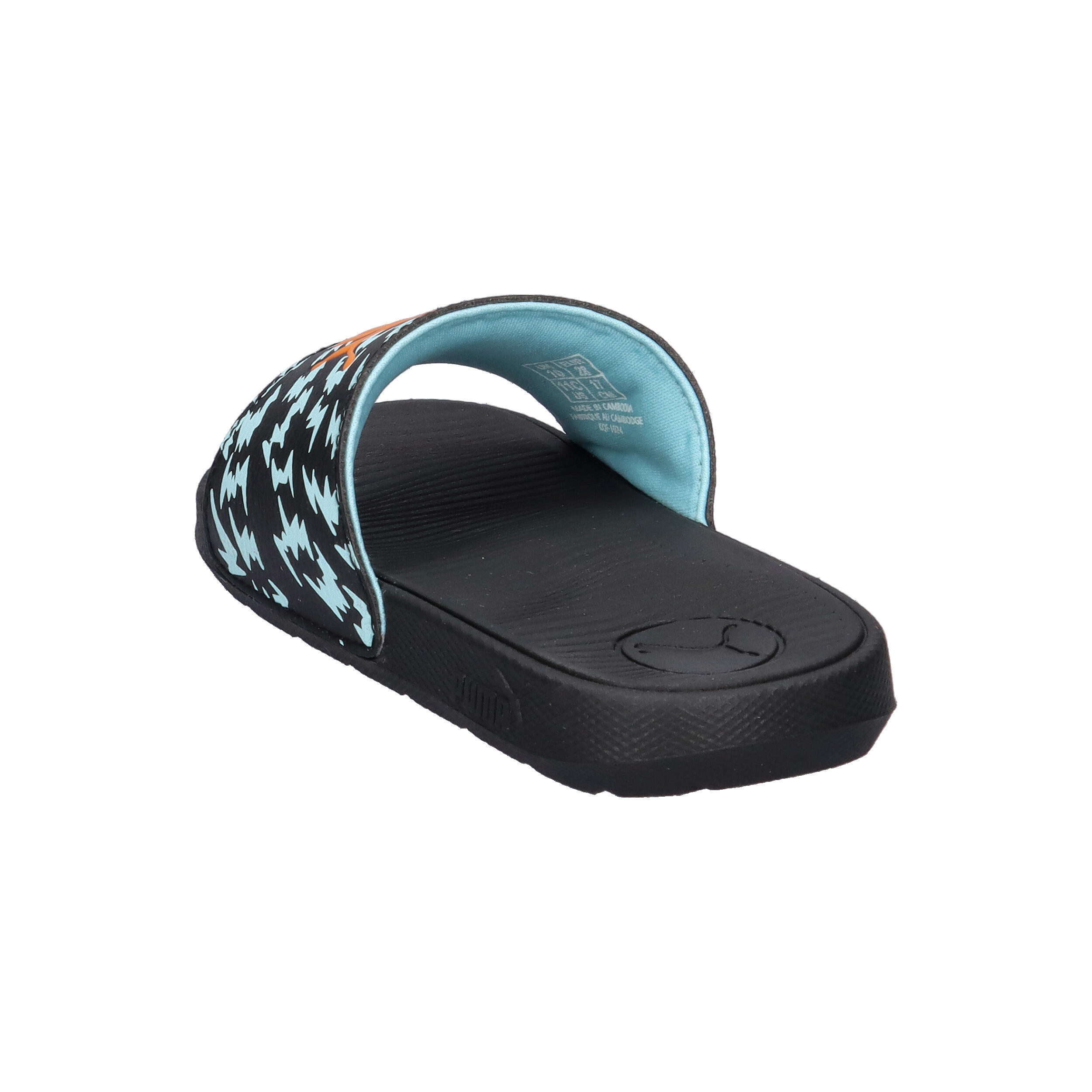 Cool Cat 2.0 Poised 2 Race Slides Kinder PUMA Black Orange Glo Safe Lake Blue 12/15