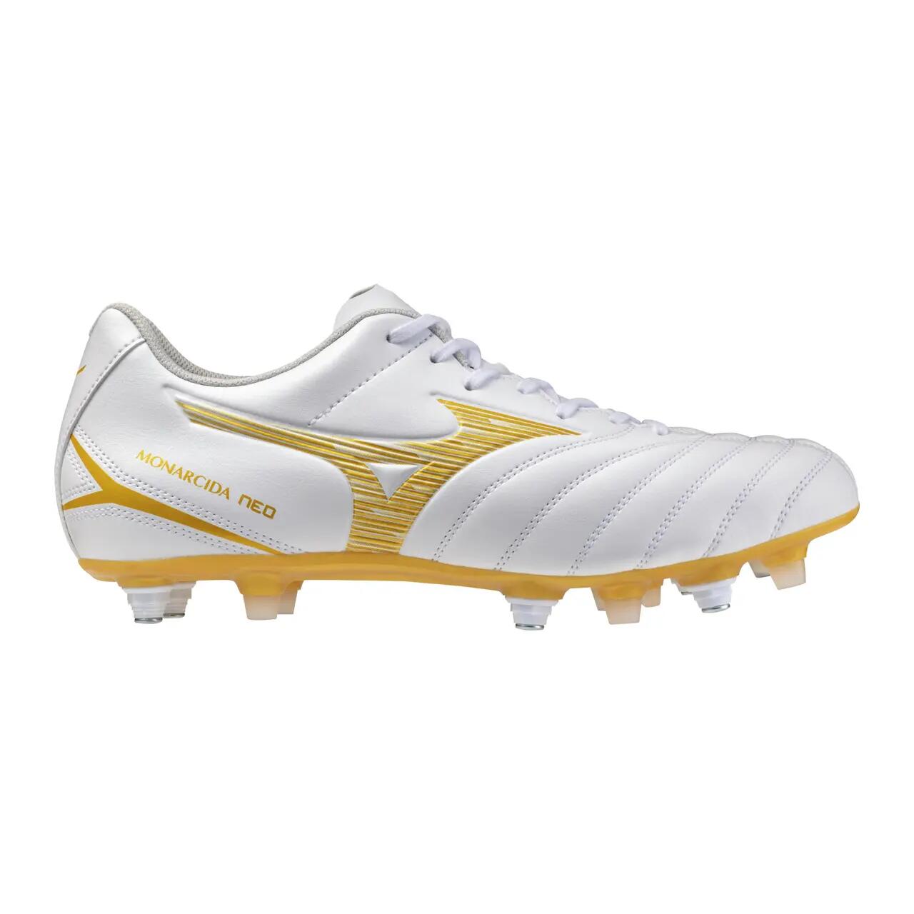 Mizuno Monarcida Neo III Select Mix Blanco y dorado Botas de fútbol 6/6