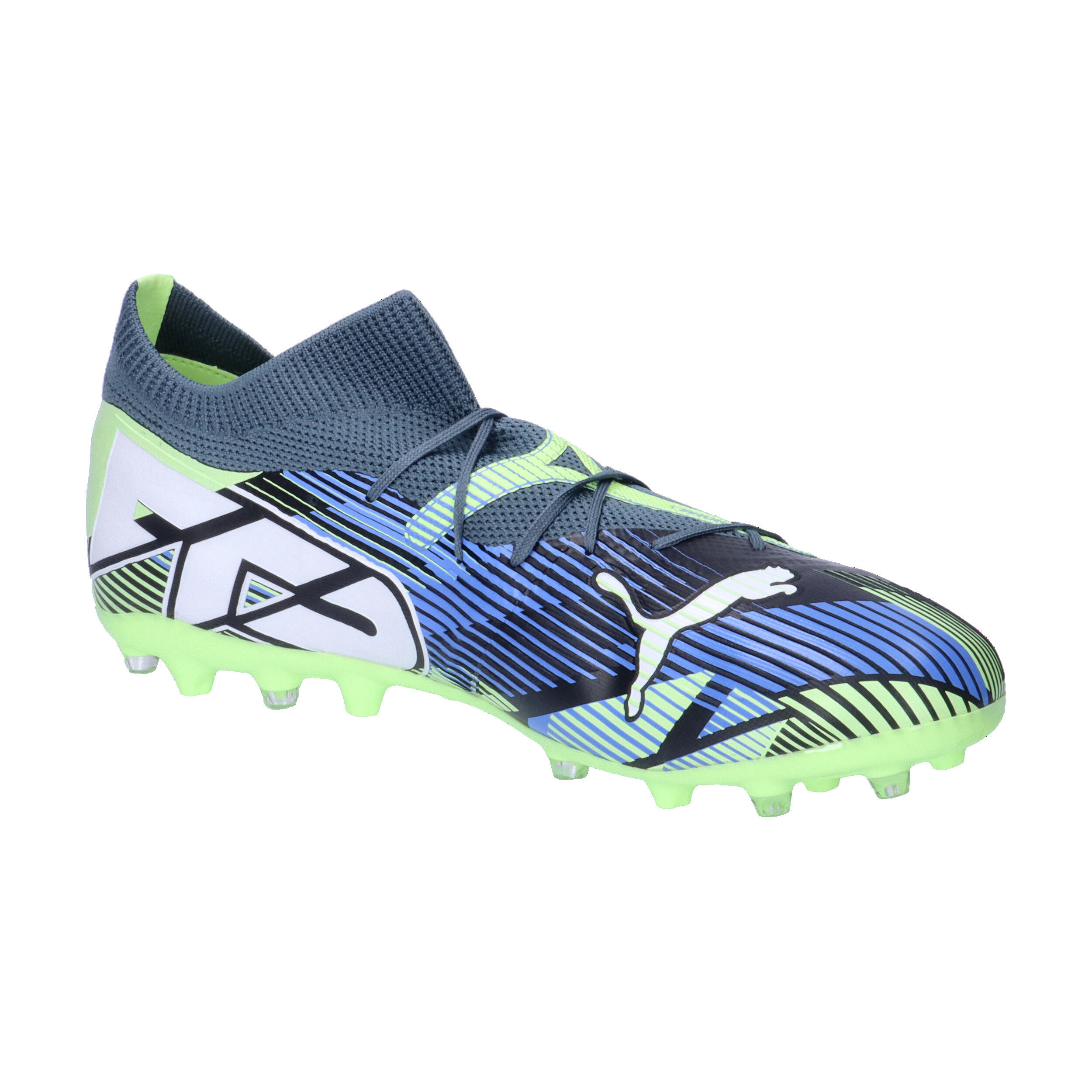 Buty piłkarskie FUTURE 7 MATCH MG PUMA Gray Skies White Fizzy Apple Yellow 8/15