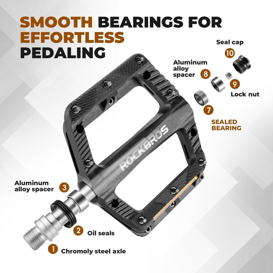 ROCKBROS Flat Pedale für MTB/Fahrrad 3/6