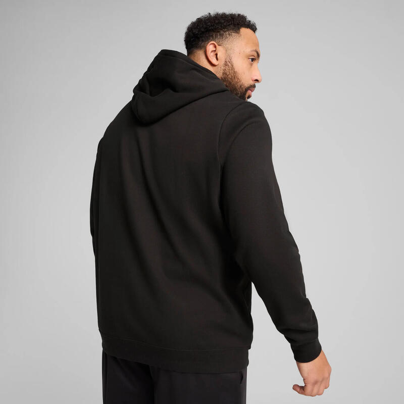 Pulover alergare bărbați glugă, buzunar frontal Essentials No. 1 Logo, alb PUMA