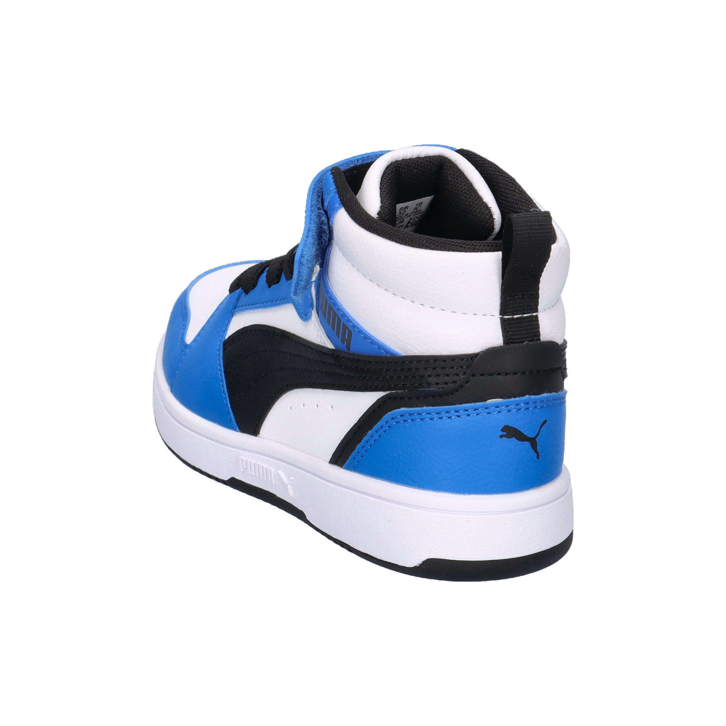 Rebound V6 Mid Sneakers Kinder PUMA White Black Racing Blue 12/15