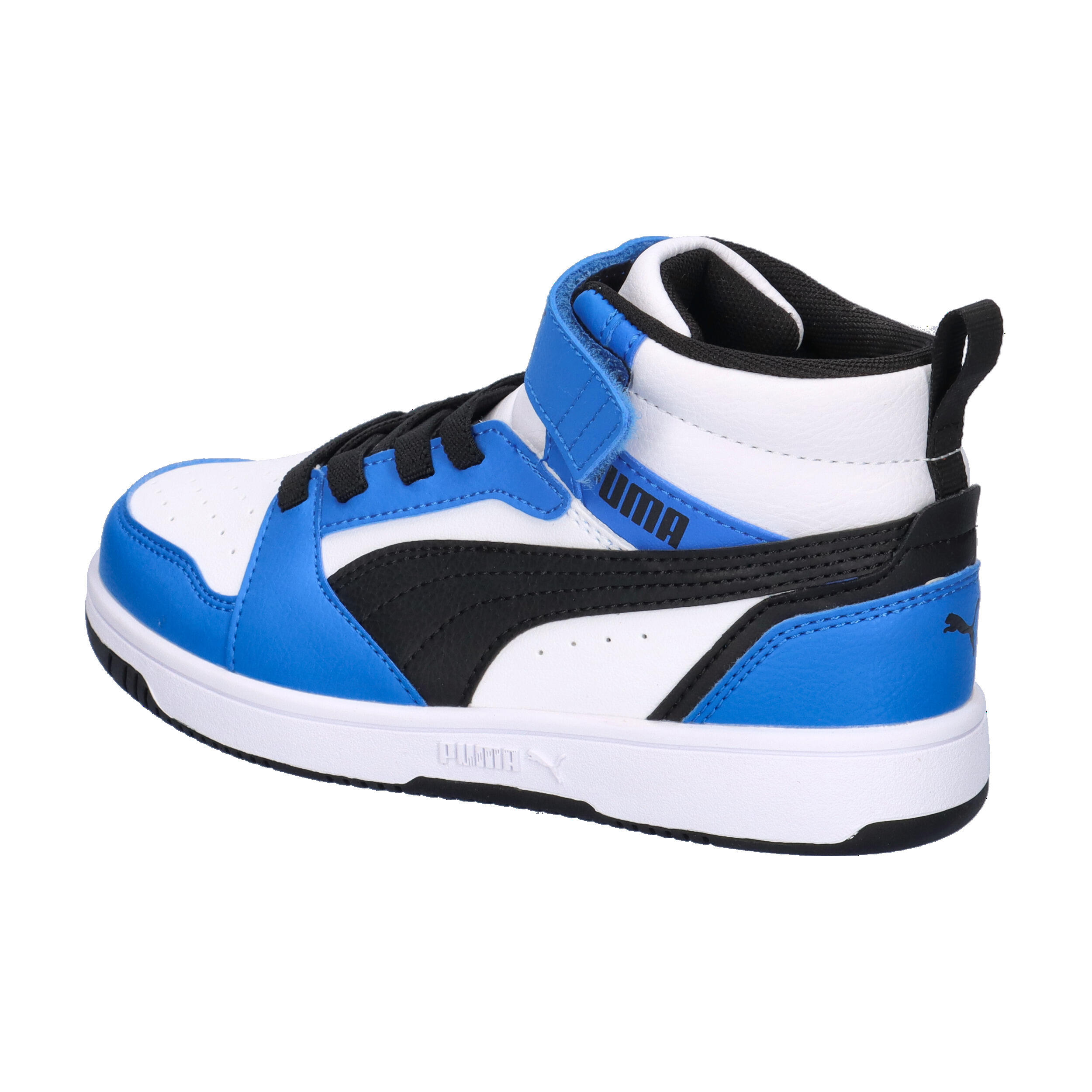 Rebound V6 Mid Sneakers Kinder PUMA White Black Racing Blue 11/15