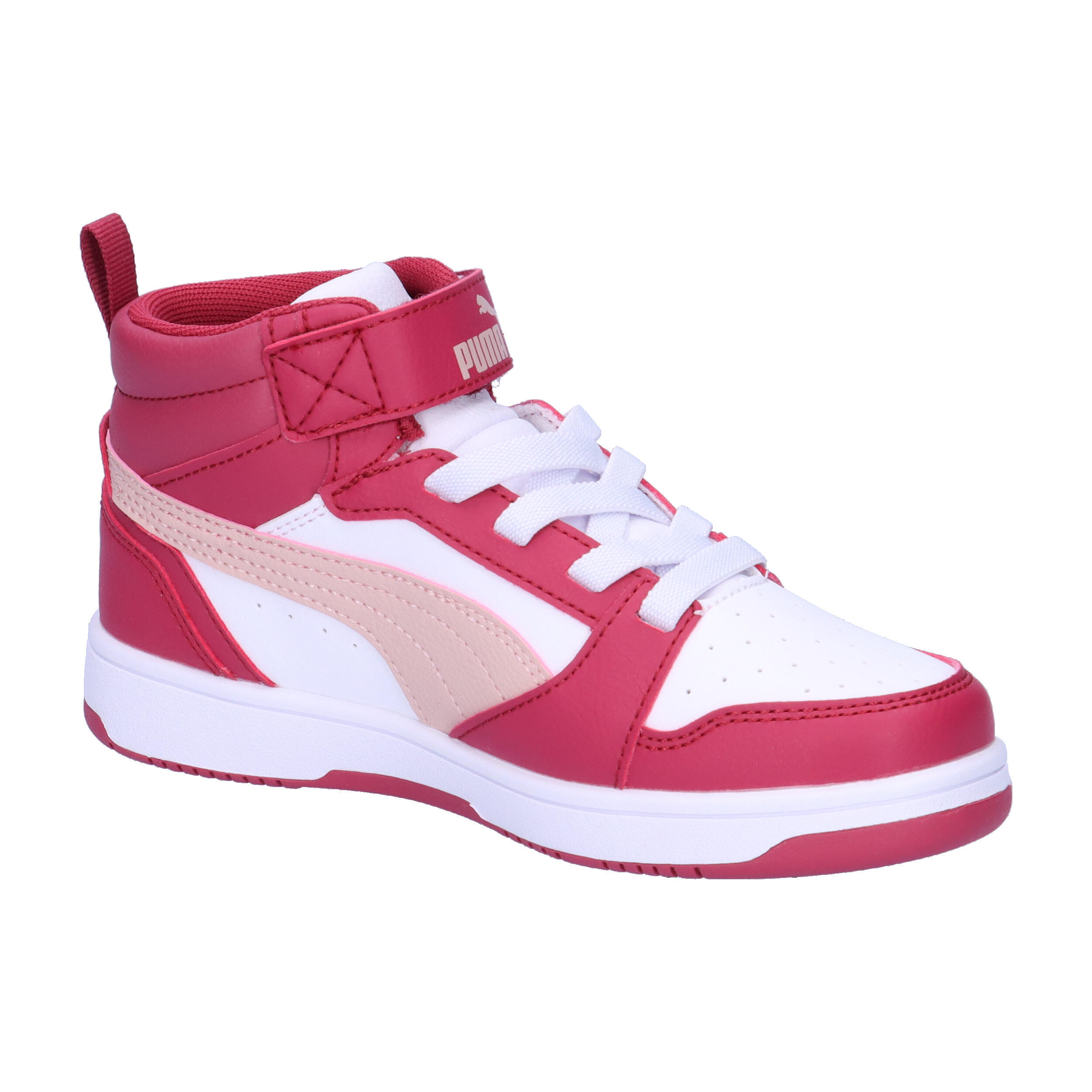 Rebound V6 Mid Sneakers Kinder PUMA Port Rose Quartz White Red Pink 8/15