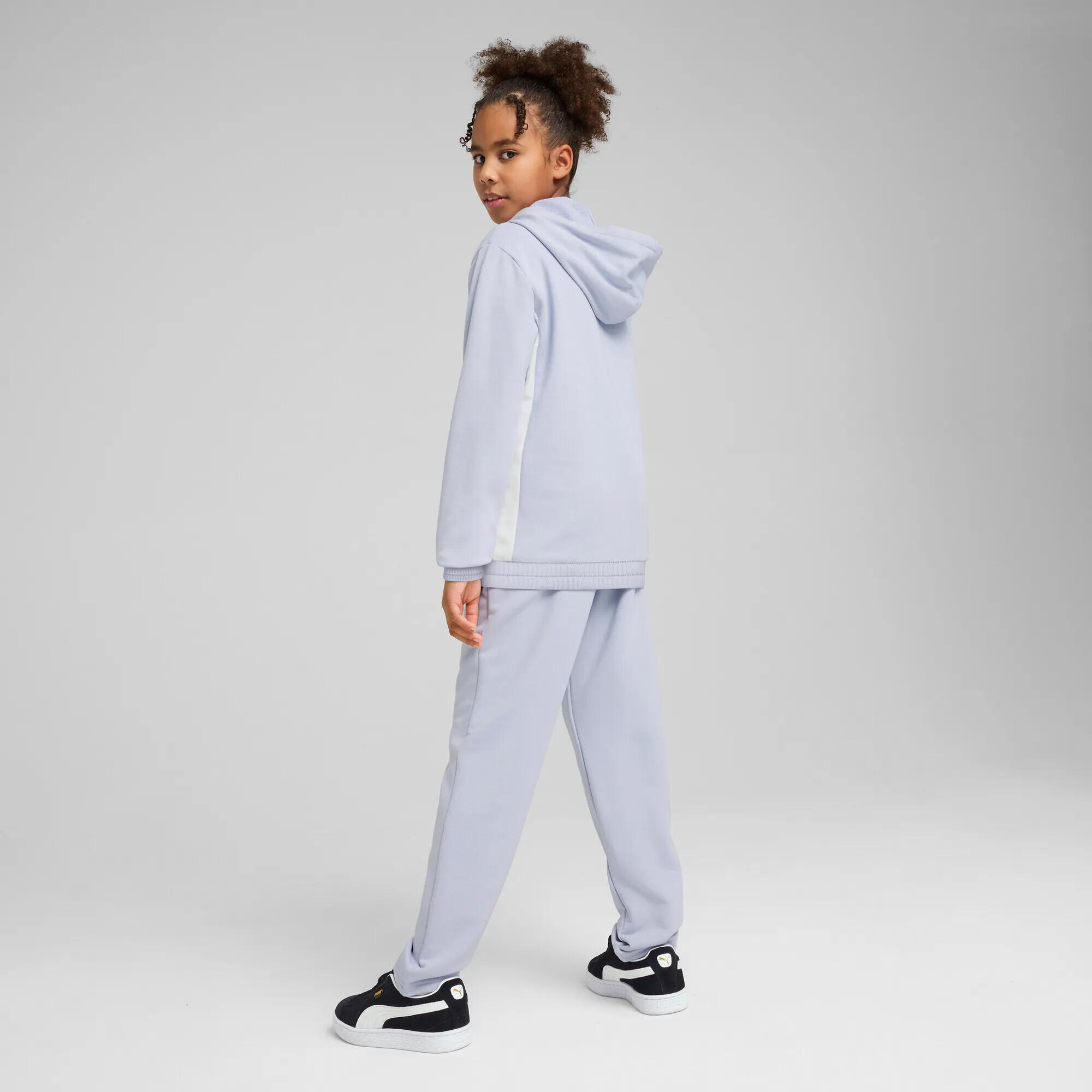 Młodzieżowy dres z kapturem i metalicznym wykończeniem PUMA Cool Weather Blue 10/11
