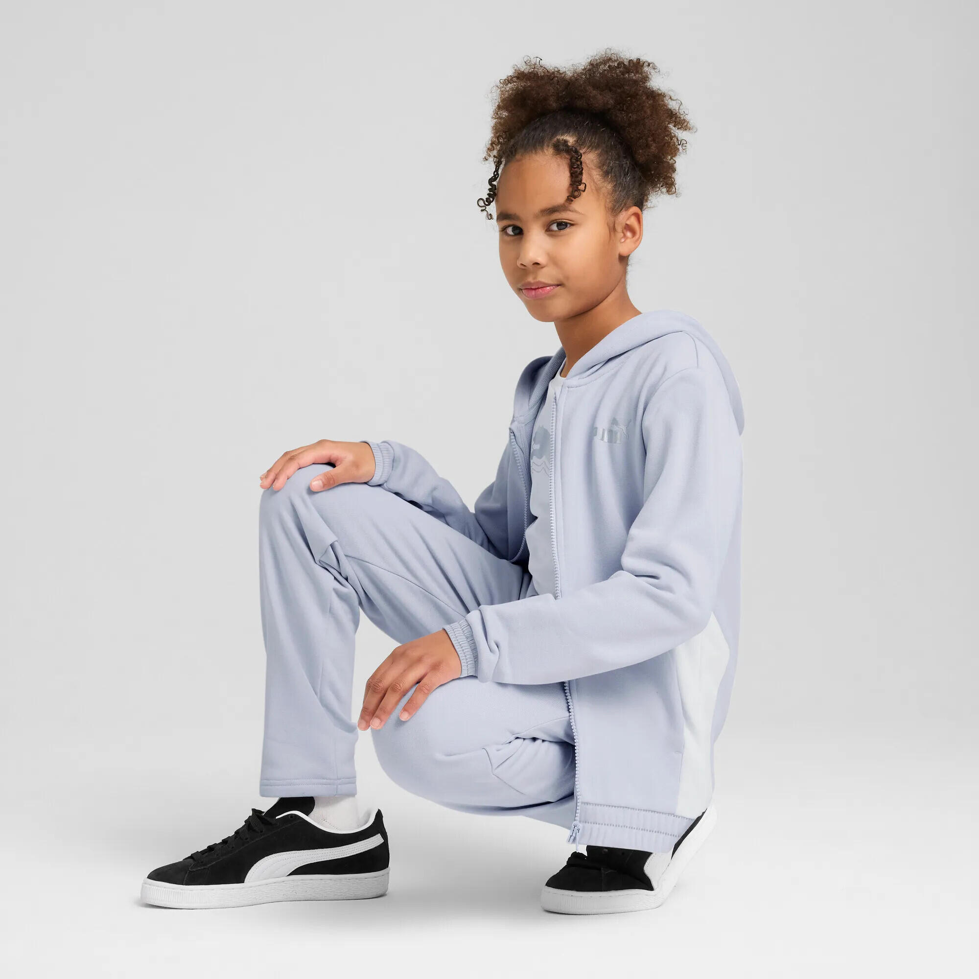 Młodzieżowy dres z kapturem i metalicznym wykończeniem PUMA Cool Weather Blue 9/11