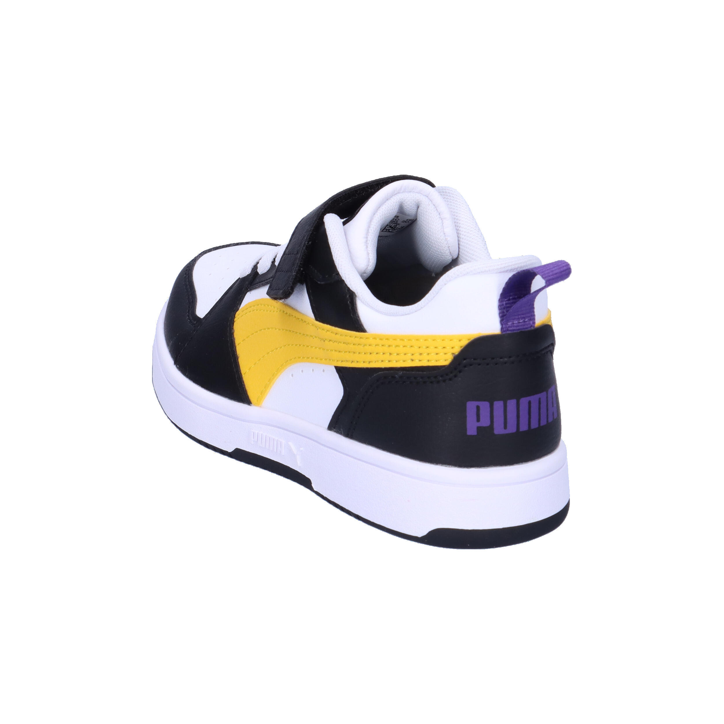 PUMA Rebound V6 Lo Sneakers Kinder PUMA Black Yellow Sizzle White 12/15