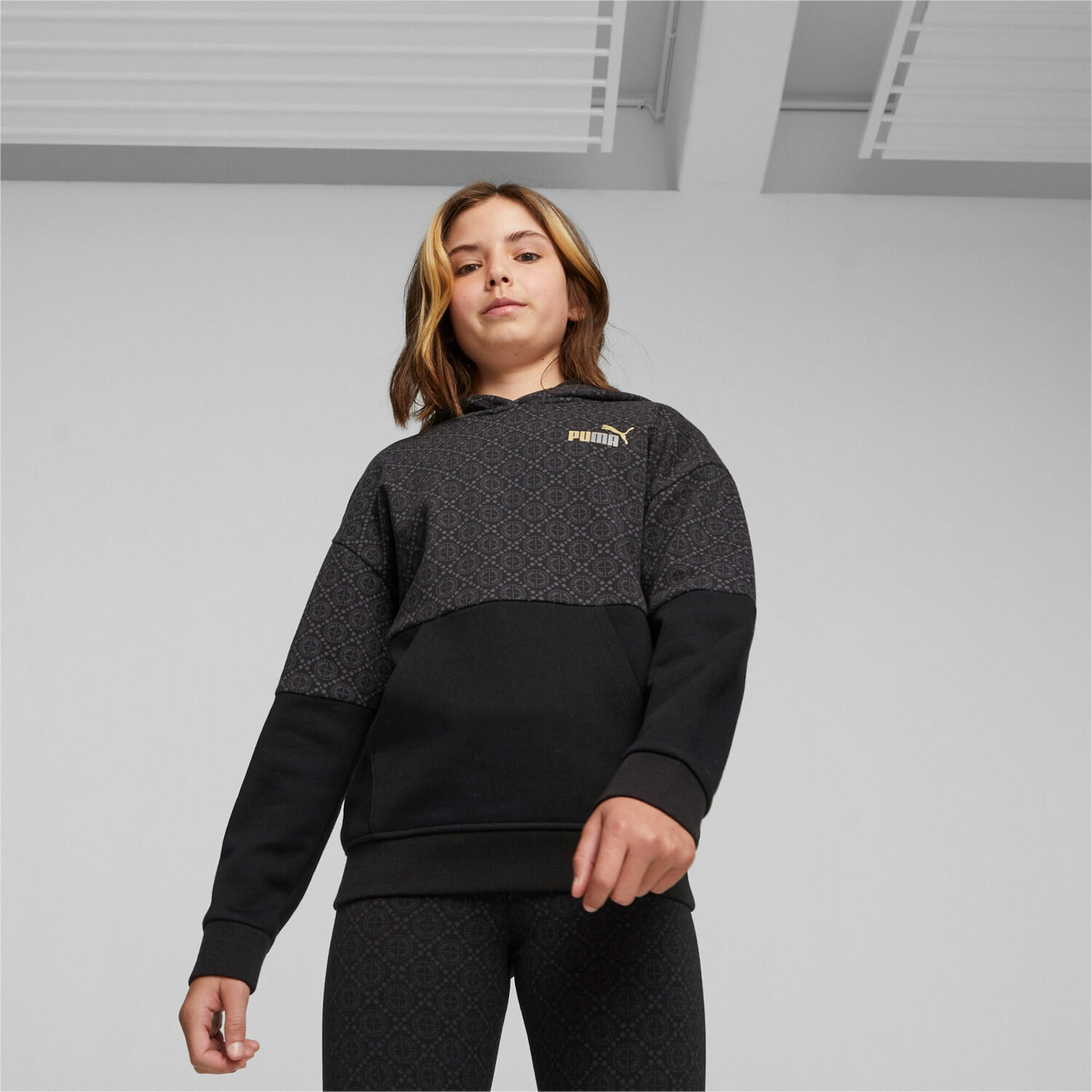 PUMA POWER Colourblock Hoodie Mädchen PUMA Black 7/8