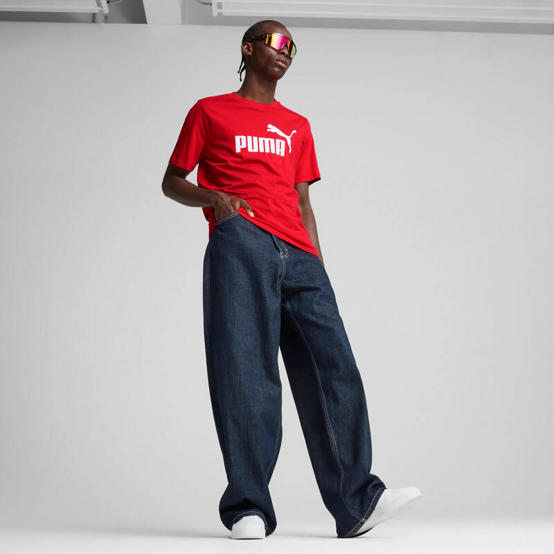 Tricou fitness bărbați Essentials No. 1 Logo roșu PUMA