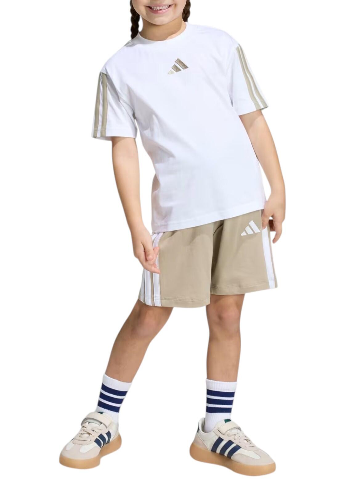 Completo bambina adidas essentials 3 stripes - bianco\beige 4/13