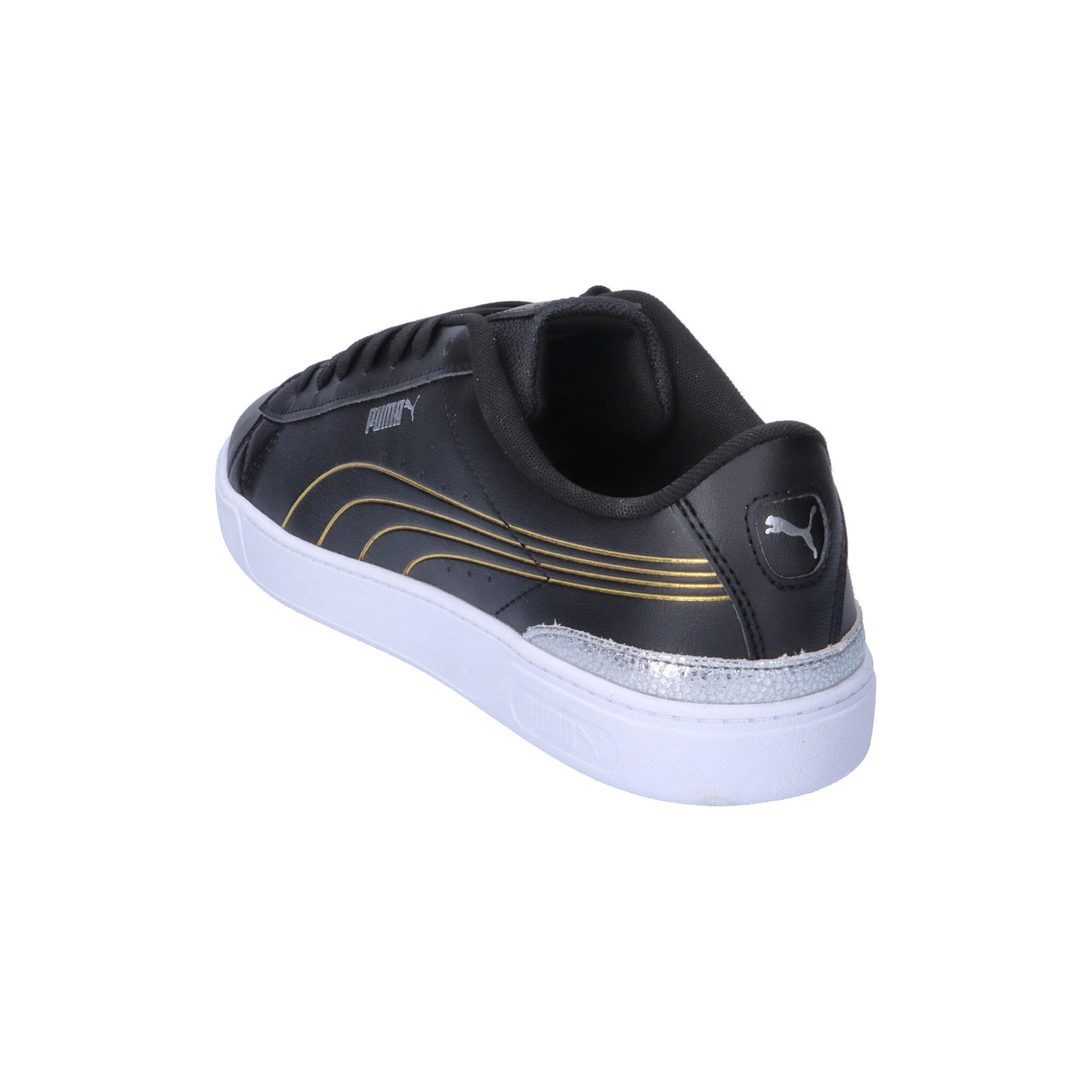 Vikky v3 Metallisch glänzende Sneakers Damen PUMA Black Gold White 12/15