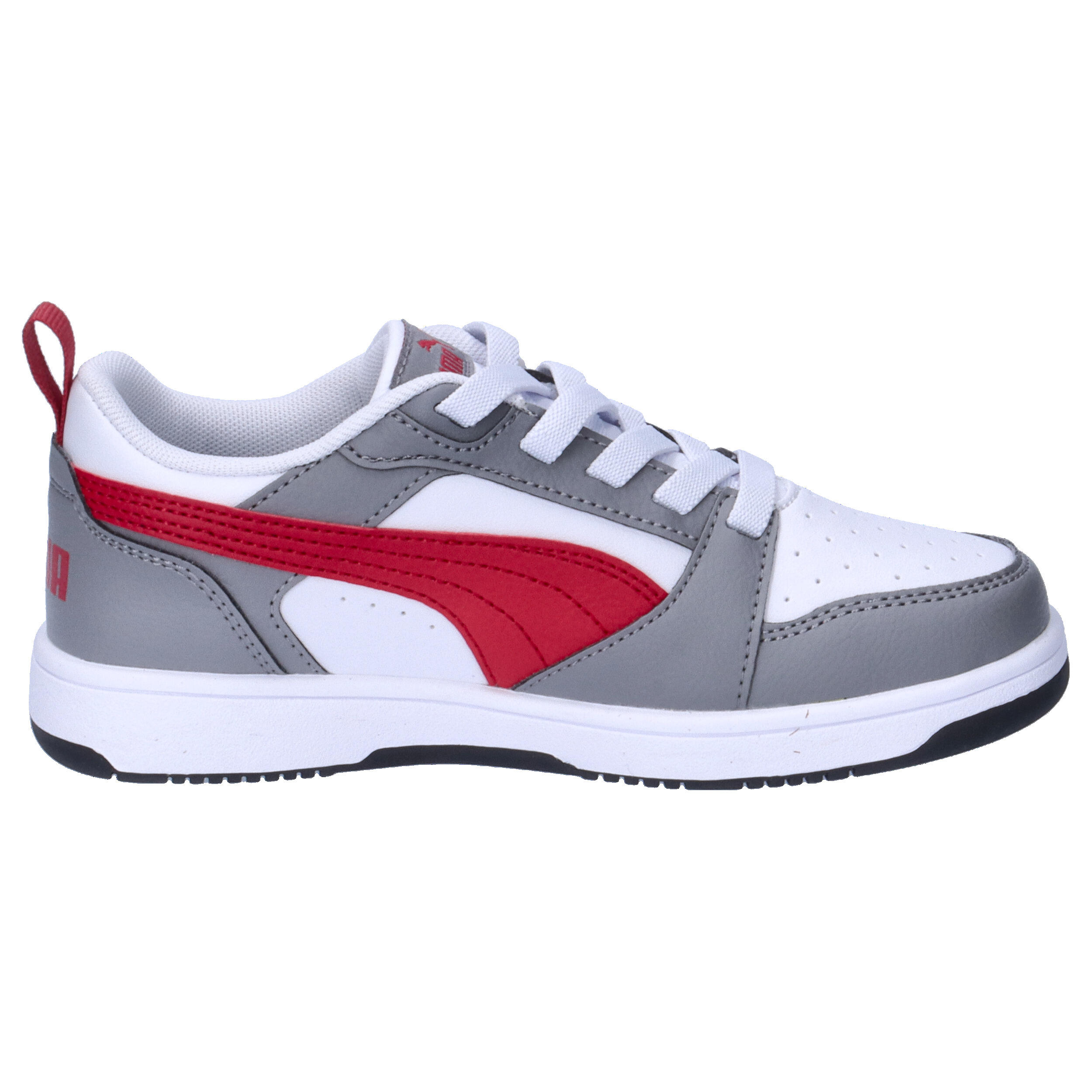 Puma Rebound V6 Lo AC PS Unisex Kinder Sneaker 396742 09 weiß/grau/rot 7/15