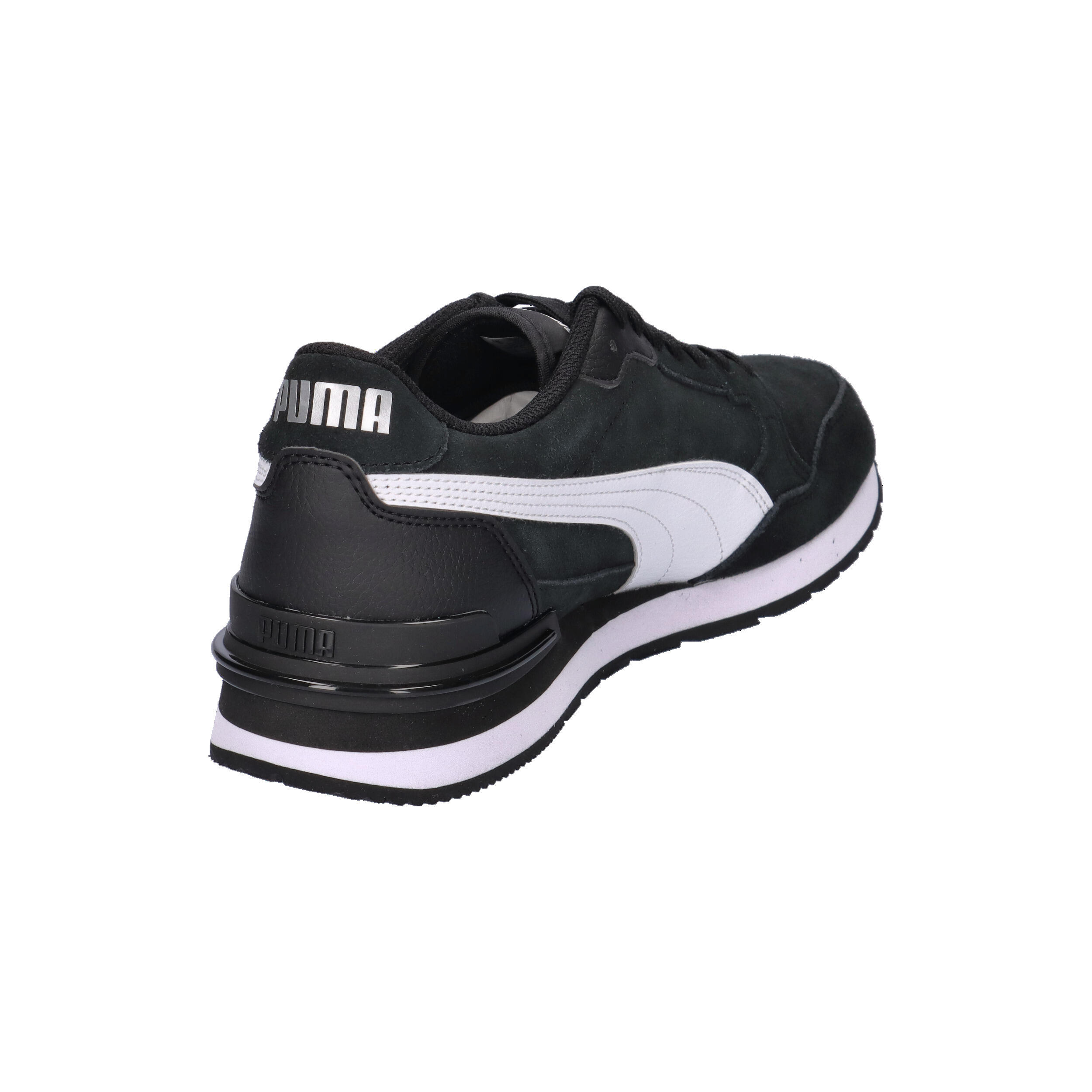 Sneakersy zamszowe unisex ST Runner v4 PUMA Black White Silver Metallic 14/15