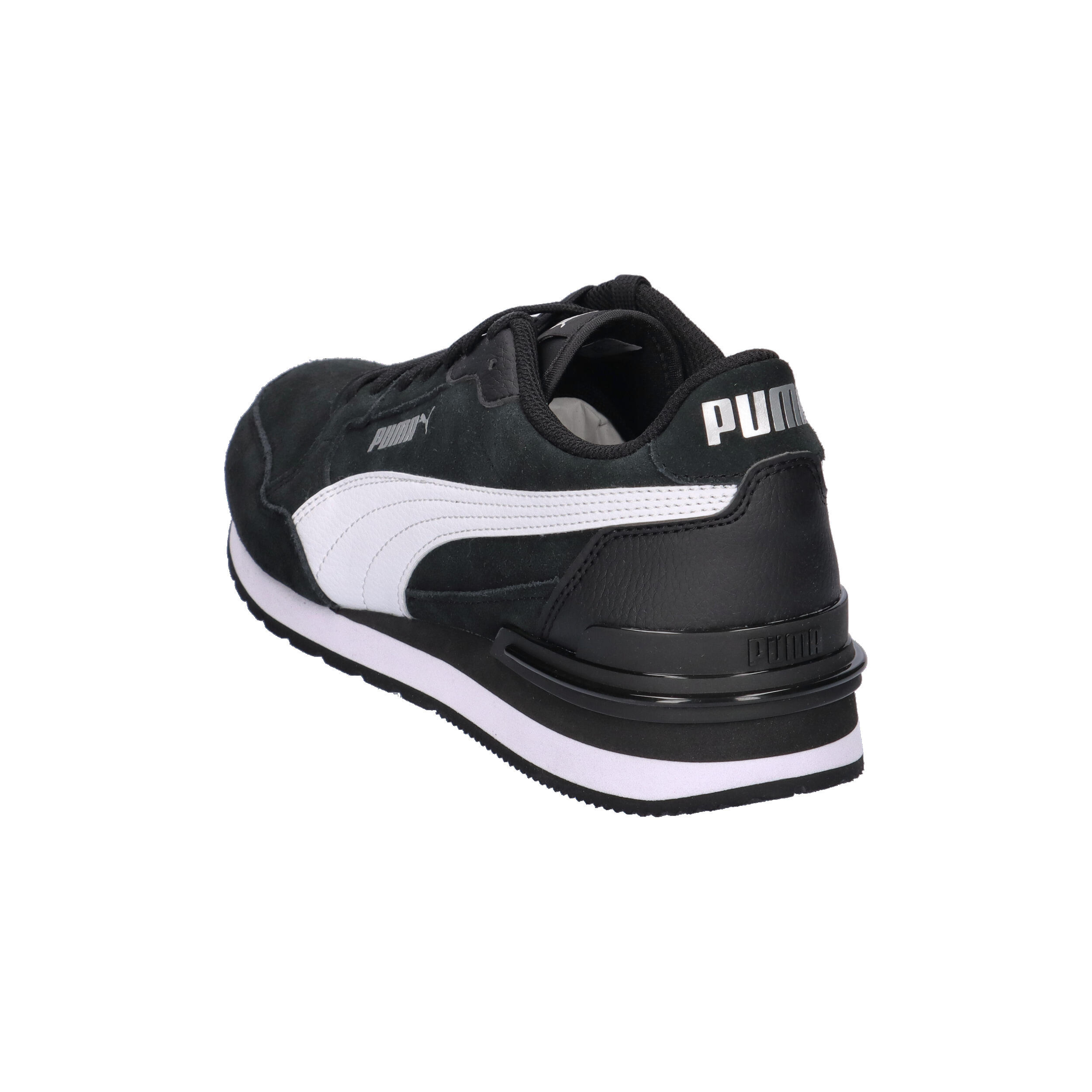 Sneakersy zamszowe unisex ST Runner v4 PUMA Black White Silver Metallic 12/15
