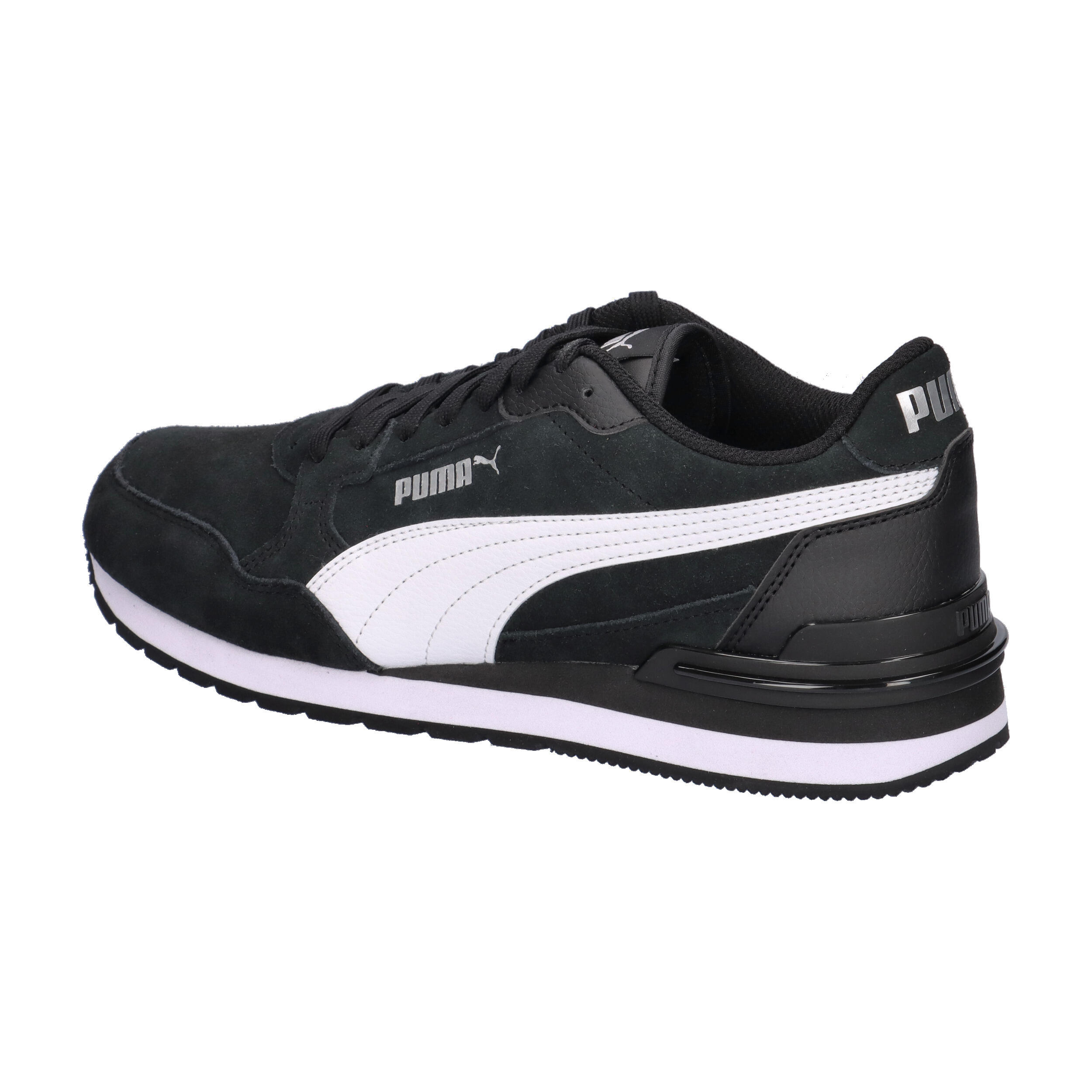 Sneakersy zamszowe unisex ST Runner v4 PUMA Black White Silver Metallic 11/15