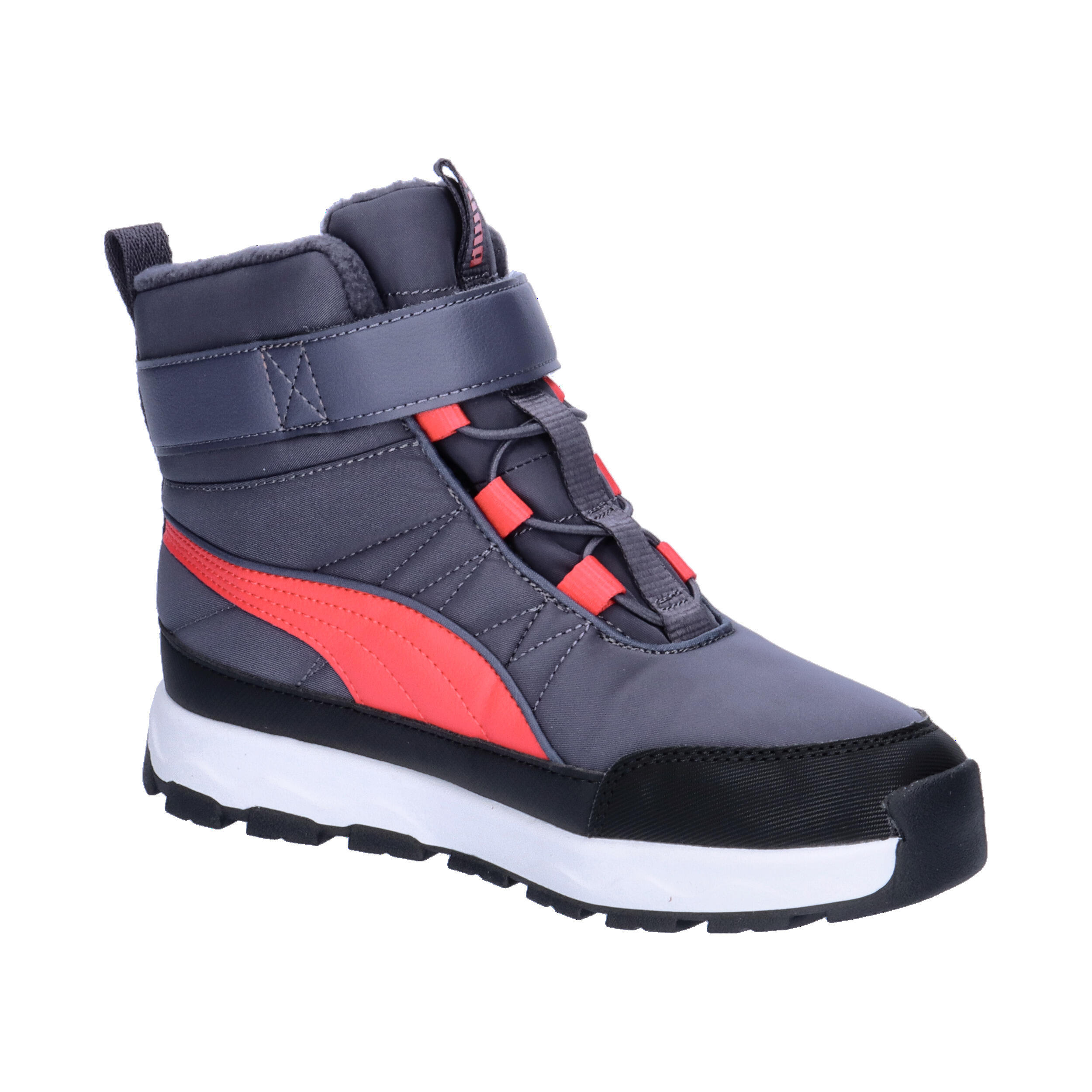PUMA Evolve Puretex Stiefel Jugendliche PUMA Galactic Gray Tart Cherry Black Red 8/15