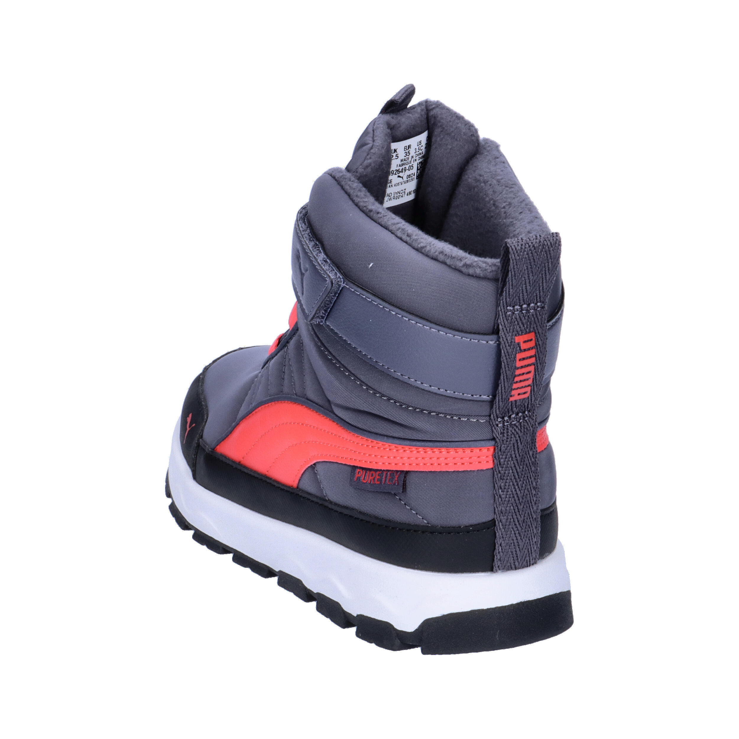 PUMA Evolve Puretex Stiefel Jugendliche PUMA Galactic Gray Tart Cherry Black Red 12/15