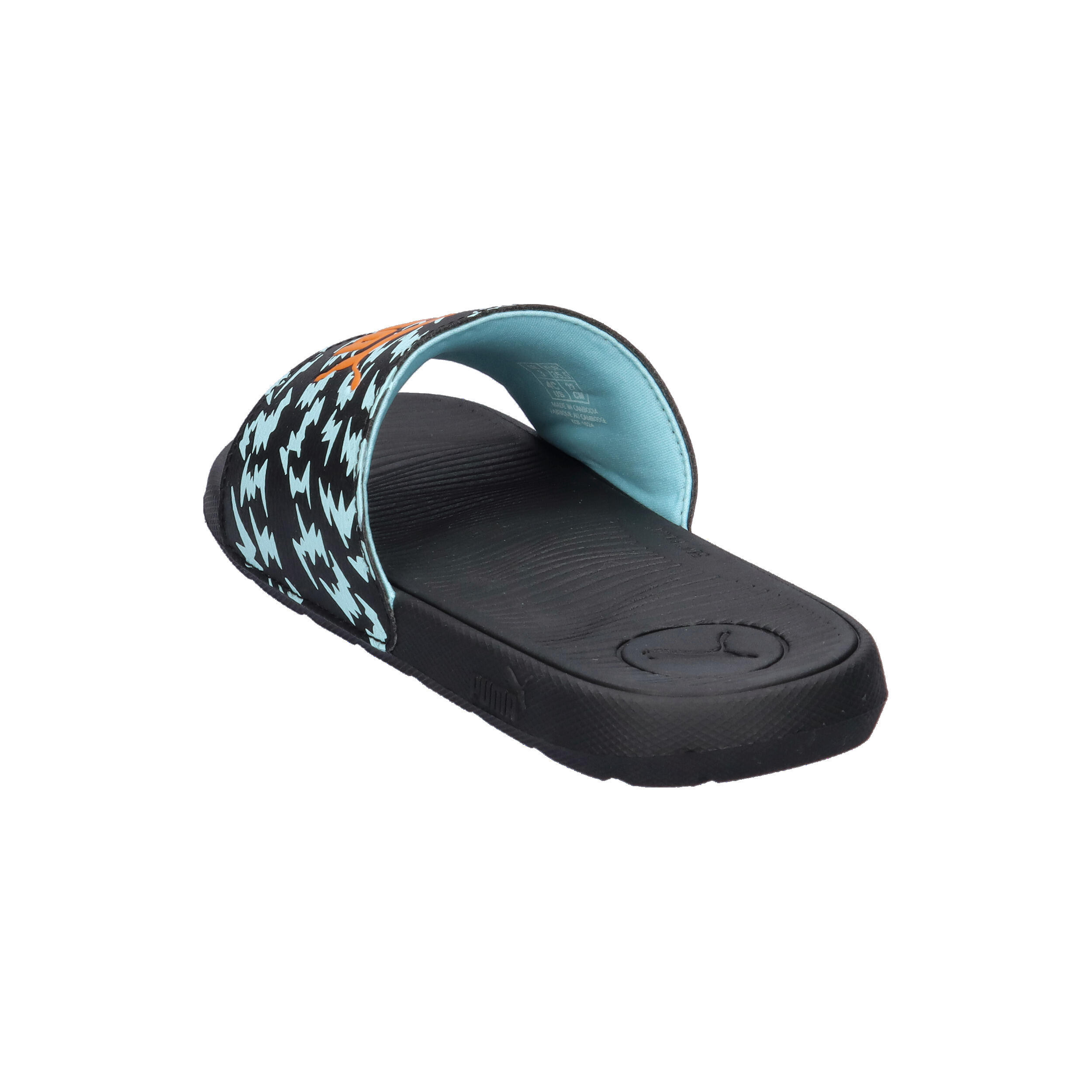 Cool Cat Poised 2 Race Slides Jugendliche PUMA Black Orange Glo Safe Lake Blue 12/15