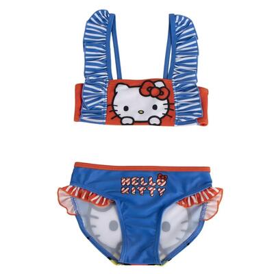Kinderbikini hello kitty met ruches en bandjes polyester blauw