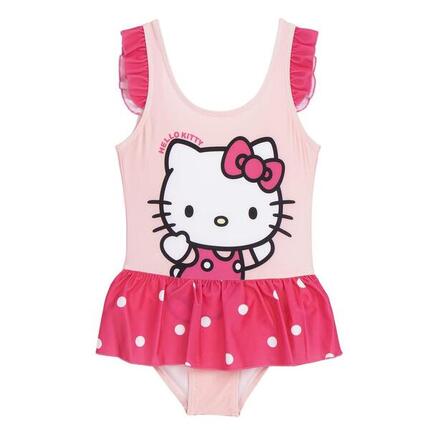 Hello Kitty Kinderbadeanzug mit Rüschen und Rock, Polyester, Elastan, Rosa
